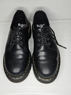 Dr. Martens 1461 Quad Black Polished Smooth Leather Platform Oxfords Women 8 M 7